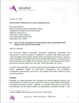 AdvaMed Comment Letter to OIG - January 27, 2023 - AdvaMed